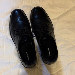 Hush Puppies Black Lace-Up Leather Oxfords
